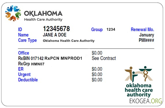 Carte d'assurance maladie de l'Oklahoma